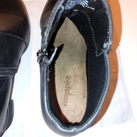 Easy Spirit Black Leather Ankle Boots Booties Comfortable Shoes Black Size 6W - Picture 13 of 14